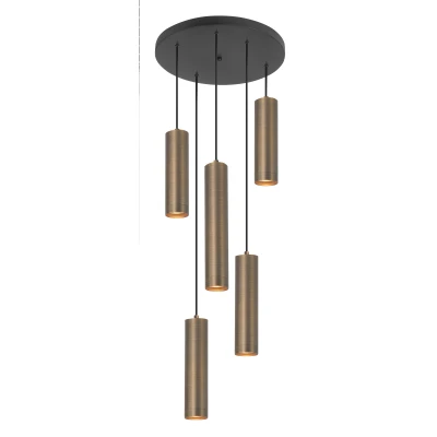 Afbeelding van Highlight Hanglamp Perugia 5 lichts Ø 35 cm brons zwart