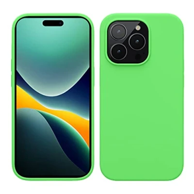 Afbeelding van kwmobile telefoonhoesje geschikt voor Apple iPhone 14 Pro Hoesje met siliconen coating Smartphone case in limoengroen