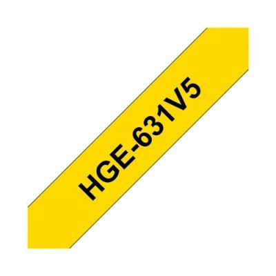 Image de Brother HGE 631V5 Noir sur jaune Rouleau (12 cm x 8 m) 5 cassette(s) ruban laminé pour P Touch PT 9500pc 9700PC 9800PCN