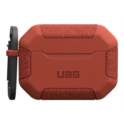 Image de UAG Scout Couvercle de boîtier pour chargement des écouteurs sans fil compatibilité avec MagSafe polyuréthanne thermoplastique (TPU) rouille Apple AirPods (2e génération)