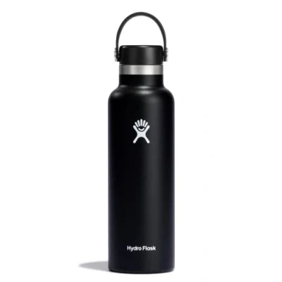 Afbeelding van Hydro Flask 621 ml waterfles. Roestvrij stalen geïsoleerde waterfles met flexibele lekvrije dop en poedercoating. BPA vrij. Standaardhals, zwart