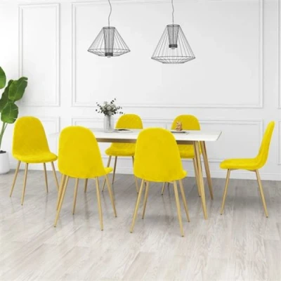 Afbeelding van vidaXL Eetkamerstoelen 6 st fluweel mosterdgeel