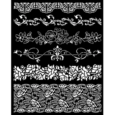 Afbeelding van Stamperia Romance Forever Thick Stencil 20x25cm Borders (KSTD153)