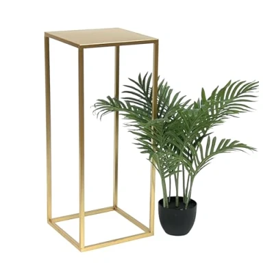 Afbeelding van DanDiBo 96506 Bloemenkruk vierkant verguld metaal bijzettafel moderne bloemenzuil 70 cm