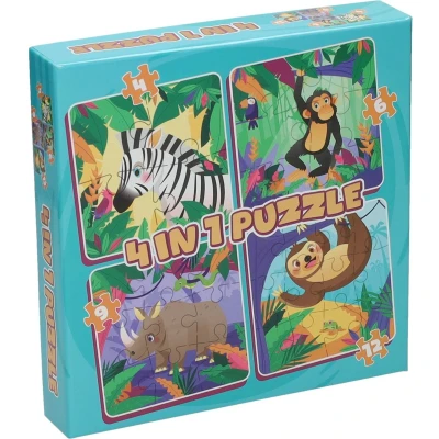 Afbeelding van Legpuzzel 4in1 Wilde Dieren, 12st.