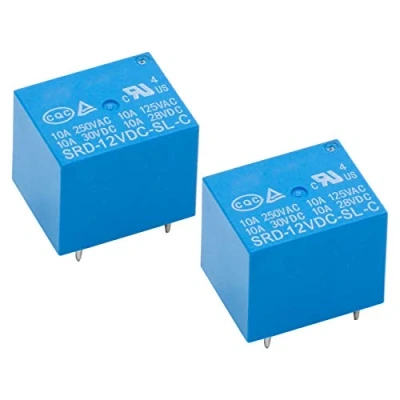 Afbeelding van Heschen Set van 2 relais voor pc, SRD 12VDC SL C, DC12V, schakelaar (SPDT), 10A 250VAC, 5 polig,
