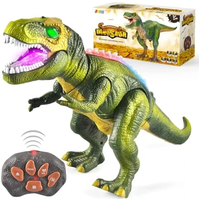 Afbeelding van Joyin op afstand bedienbare led speelgoeddinosaurus, elektronische T Rex, loopt en brult, met lichtgevende ogen schuddende kop, voor kleine jongens meisjes
