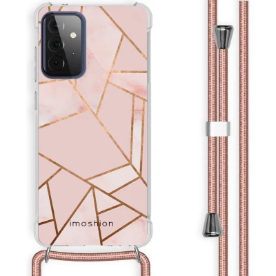 Afbeelding van iMoshion Hoesje Geschikt voor Samsung Galaxy A72 met Koord Design Goud / Zwart Stars Gold