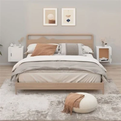 Afbeelding van Nachtkastjes 2 st wandgemonteerd 50x30x47 cm wit