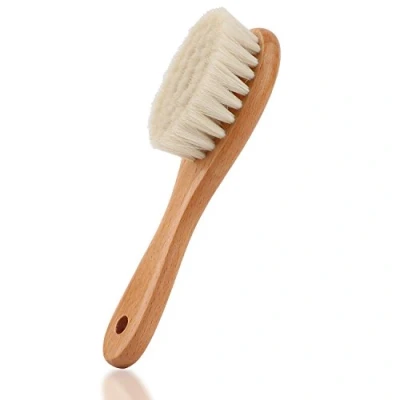 Image de Brosse cheveux bebe， à Poils de chèvre doux Premium bébé en bois pour Cradle Cap, garçons et filles, enfant nouveau né, Baby Shower Cadeau Registre (bois bohu)