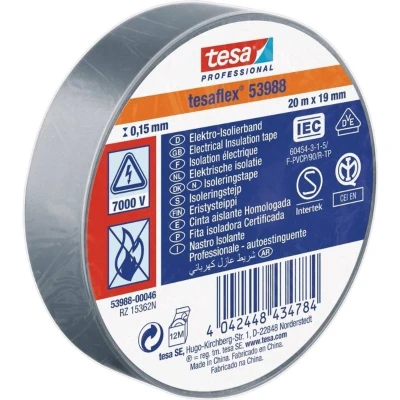 Afbeelding van tesa 53988 00046 00 Isolatietape Professional Grijs (l x b) 20 m 19 mm 1 stuk(s)