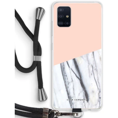 Afbeelding van Case Company® hoesje met Koord geschikt voor Samsung Galaxy A51 4G A touch of peach Telefoonhoesje Zwart Bescherming aan alle Kanten en Over de Schermrand