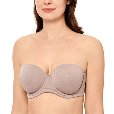 Afbeelding van Delimira Dames Onderdraad Contour Multiway Volledige Dekking Strapless BH Plus Size, Camee Heather, 105B