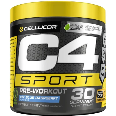 Afbeelding van Cellucor C4 Sport Pre Workout Ice Blue Raspberry Poeder 30 shakes (270 gram)