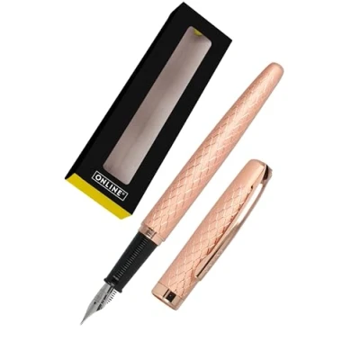 Afbeelding van Online Eleganza Diamond Vulpen, roségoud, maat M, metalen clip, met inktpatroon, vulpen voor standaard inktpatronen of converter, in geschenkdoos