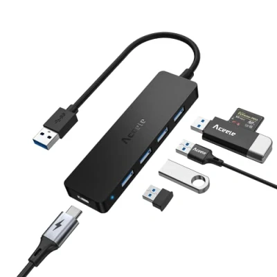 Afbeelding van Aceele USB 3.0 hub, 4 gegevenspoorten en micro voedingspoort Ultradunne hub voor PS5/Mac Pro/Macbook Air/Dell XPS/Notebook PC/Mobile HDD andere High speed gegevensoverdracht