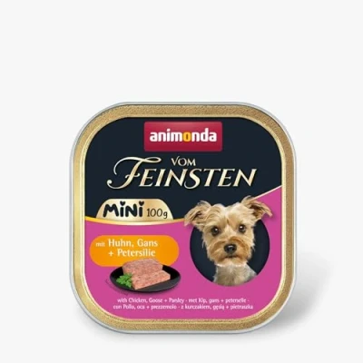Afbeelding van 32x 100g animonda vom Feinsten Adult Mini Met Kip, Gans + Peterselie Hondenvoer Natvoer