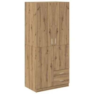 Afbeelding van vidaXL Kledingkast 80x52x180 cm bewerkt hout artisanaal eikenkleurig