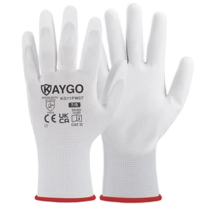 Afbeelding van KAYGO KG11P 12 paar werkhandschoenen voor heren en dames, met PU coating, antislip grip op handpalmen vingers, geschikt algemeen werk,