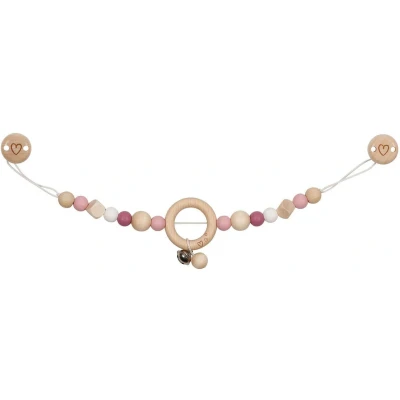 Afbeelding van Goki Houten Wandelwagenketting Hart Roze met Clips