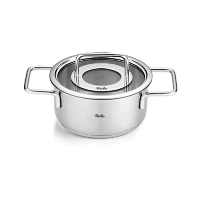 Afbeelding van Fissler Pure Collection Roestvrijstalen steelpan (Ø 16 cm, 1,9 l) met glazen deksel, binnenschaal inductie
