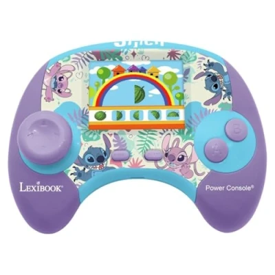 Image de Lexibook Disney Stitch Power Console® Consola de Juegos educativos bilingüe francés/inglés con 100 Actividades, JCG100i1, púrpura/Azul