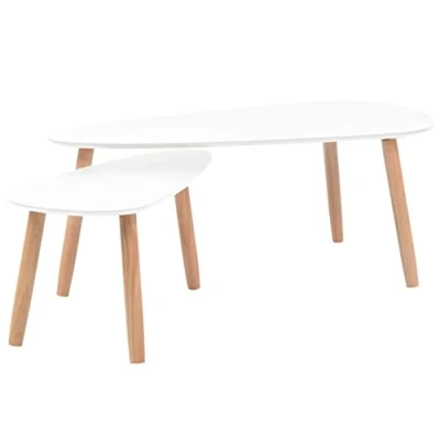 Image de vidaXL Ensemble de tables basses 2 pcs Bois pin massif Blanc 244731