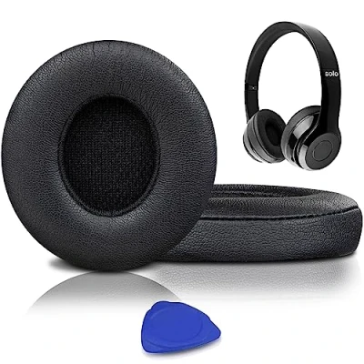 Afbeelding van SoloWIT® Vervangende oorkussens voor Beats Solo 2 &amp; 3, Solo2 Solo3 draadloze on ear hoofdtelefoon (on ear), kussen van eiwitleer, geluidsonderdrukking, traagschuim