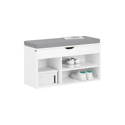 Afbeelding van SoBuy® FSR45 HG schoenenbank met zitkussen zitbank schoenenkast schoenenrek in wit, BHT ca: 80x46x30cm