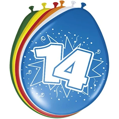 Afbeelding van Ballonnen 14 jaar 8 stuks