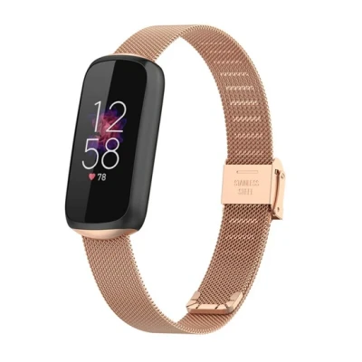 Afbeelding van Fitbit Luxe Milanese bandje met klemsluiting Champagne goud