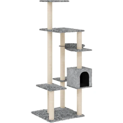 Afbeelding van Kattenmeubel met sisal krabpalen 142 cm lichtgrijs