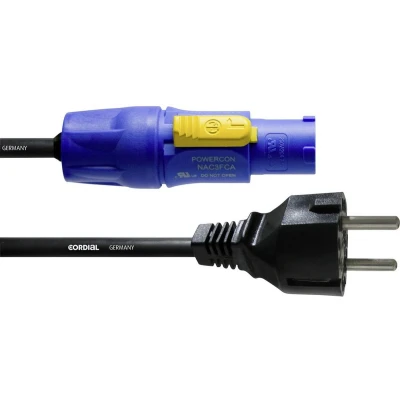 Afbeelding van Cordial CFCA 10 S Stroom Aansluitkabel [1x Randaarde stekker 1x PowerCon stekker] 10.00 m Blauw