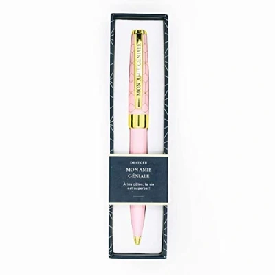 Afbeelding van Draeger Paris Intrekbare balpen &quot;My AMIE GÉNIALE&quot;, pastelroze en goud, geschenkdoos