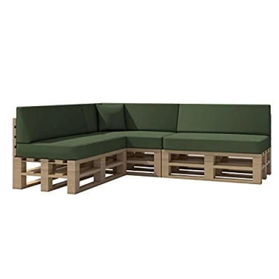 Afbeelding van chilly pilley Palletkussen, waterdicht, tuinkussen, binnen en buiten, wasbaar, afneembaar, zitkussen, rugkussen (8 stuks, donkergroen)