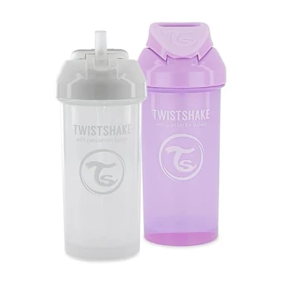 Afbeelding van Twistshake 2 x babybeker met rietje 360 ml waterfles voor baby&#039;s BPA vrij leerbeker kinderen paarswit
