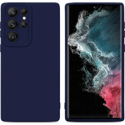 Afbeelding van Cadorabo Hoesje geschikt voor Samsung Galaxy S22 ULTRA in Fluid DONKER BLAUW Beschermhoes gemaakt van flexibel TPU silicone Cover Case