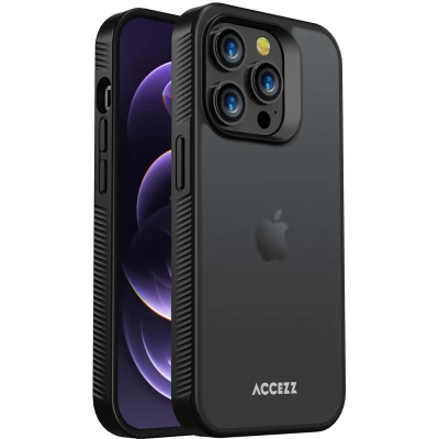 Afbeelding van Accezz Hoesje Geschikt voor iPhone 14 Pro Rugged Frosted Backcover Zwart