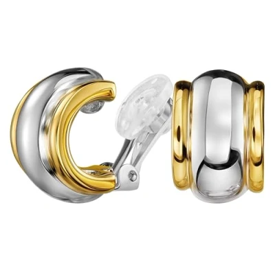 Afbeelding van Traveller Clip Oorbellen Oorclips Dames Bicolor Zilver en Goudkleurig Verguld 22 kt Geplatineerd 157610