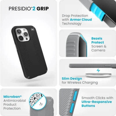 Afbeelding van Speck Presidio2 Grip Apple iPhone 15 Pro Black with Microban