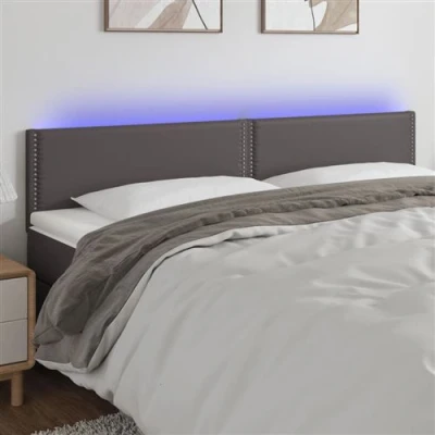 Image de vidaXL Tête de lit à LED Gris 180x5x78/88 cm Similicuir