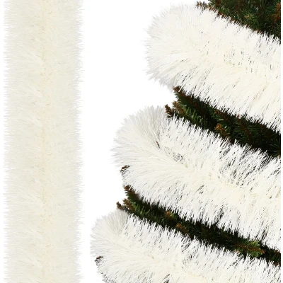 Afbeelding van Springos Kerstslinger Guirlande Kerstversiering 6 m Wit Tinten/Gebroken
