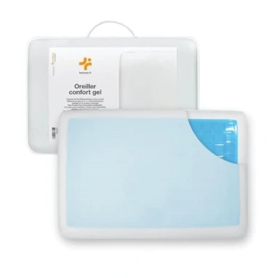 Afbeelding van Inphysio Ergonomisch kussen van traagschuim met verkoelende gel, rechthoekig kussen, orthopedisch dubbelzijdige kussensloop, 60 x 40 13 cm, wit