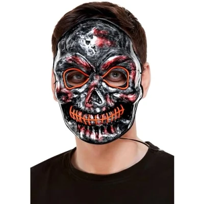 Afbeelding van Smiffys Skeleton Light Up Masker Zwart