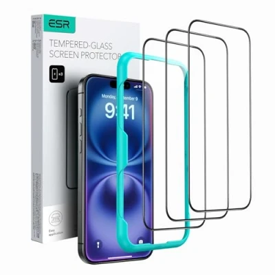Afbeelding van ESR 3 stuks displaybeschermfolie van gehard glas voor iPhone 15 Plus, gebogen randen, 2,5D, volledige bescherming tegen krassen