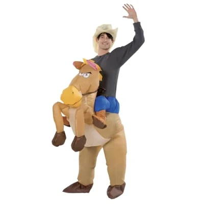 Afbeelding van opblaasbaar cowboykostuum, kostuum, premium kwaliteit, volwassen maat, polyester, aangenaam om te dragen, duurzaam, opblaassysteem inbegrepen, gemaakt door OriginalCup®