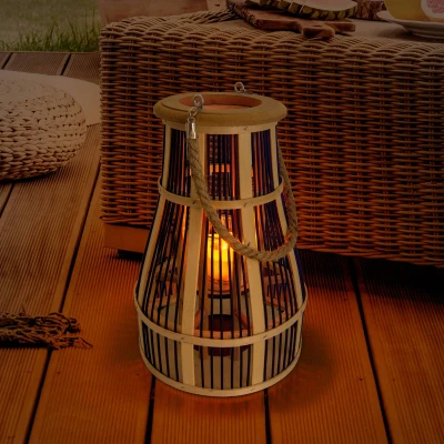 Afbeelding van LED solar sfeerlamp korf, 34 cm, zwart/natuur