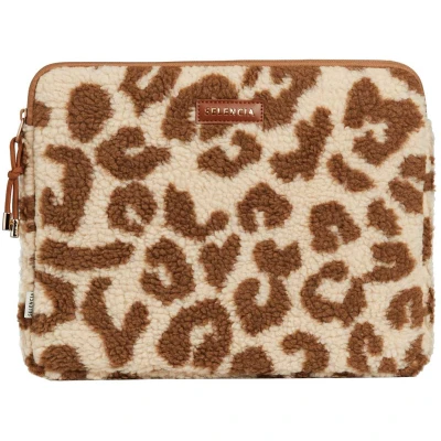 Afbeelding van Selencia Teddy Laptop Sleeve Hoes geschikt voor 13 / 13.3 13.6 14 14.2 inch Vanilla Leopard