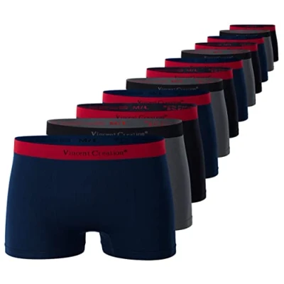 Afbeelding van Vincent Creation Set van 12 naadloze boxershorts voor heren, retrostijl, zachte en soepele microvezel, Mix D (zwart/donkerblauw/grijs)