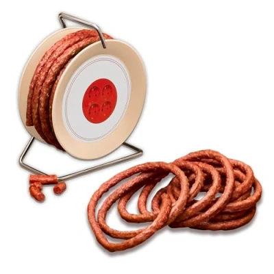 Afbeelding van WURSTBARON® Krakau worstkabelhaspel 3,5 m met navulverpakking, premium kwaliteit en rookaroma, grappig cadeau, 2 x 240 g